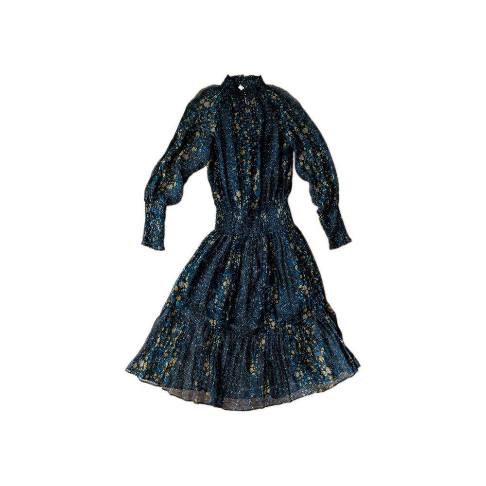 Ramy Brook 100% Silk Paisley High Neck Midi Dress L NWT Romantic Fairy Coquette